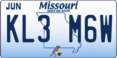 MO license plate KL3M6W