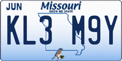 MO license plate KL3M9Y