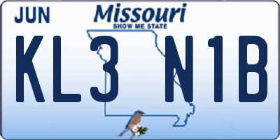 MO license plate KL3N1B