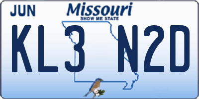 MO license plate KL3N2D