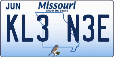 MO license plate KL3N3E