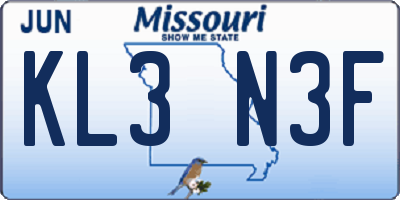 MO license plate KL3N3F