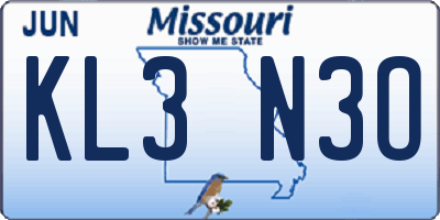 MO license plate KL3N3O