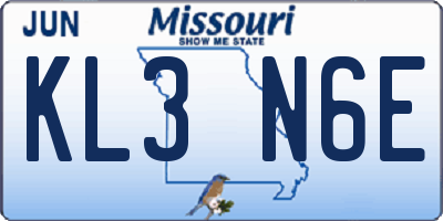 MO license plate KL3N6E
