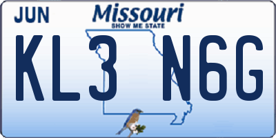 MO license plate KL3N6G