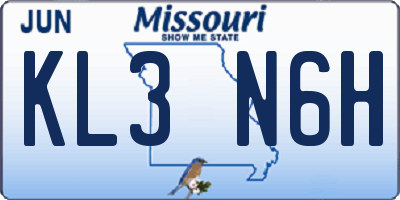 MO license plate KL3N6H