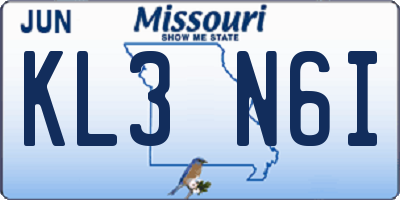 MO license plate KL3N6I