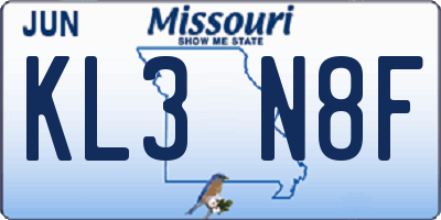 MO license plate KL3N8F