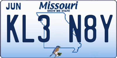 MO license plate KL3N8Y