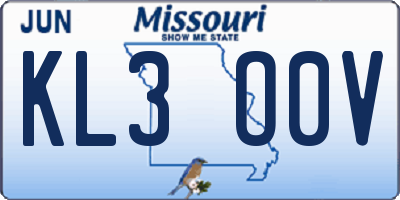 MO license plate KL3O0V