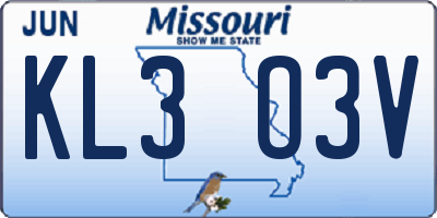 MO license plate KL3O3V