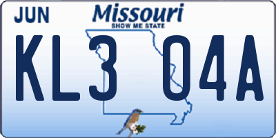 MO license plate KL3O4A