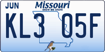 MO license plate KL3O5F