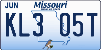 MO license plate KL3O5T