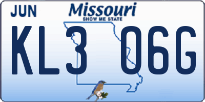 MO license plate KL3O6G