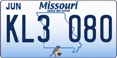 MO license plate KL3O8O