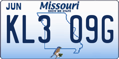 MO license plate KL3O9G