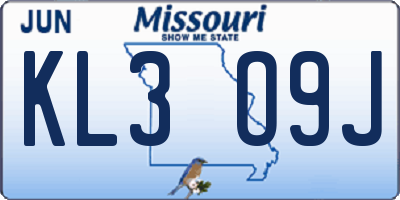 MO license plate KL3O9J