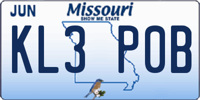 MO license plate KL3P0B