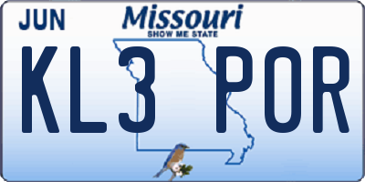 MO license plate KL3P0R