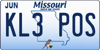 MO license plate KL3P0S