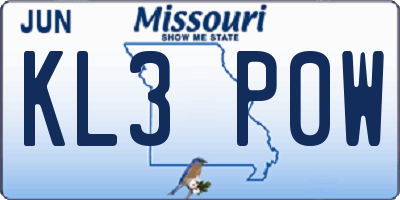 MO license plate KL3P0W