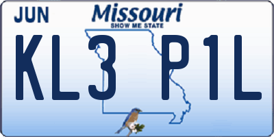 MO license plate KL3P1L