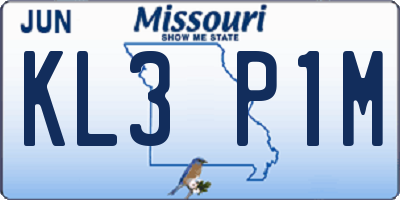 MO license plate KL3P1M