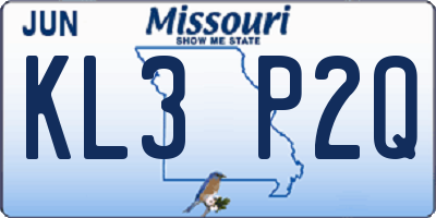 MO license plate KL3P2Q