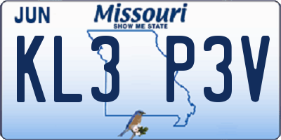 MO license plate KL3P3V