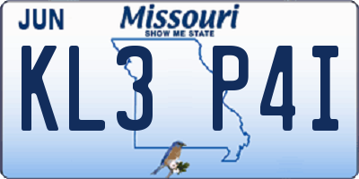 MO license plate KL3P4I