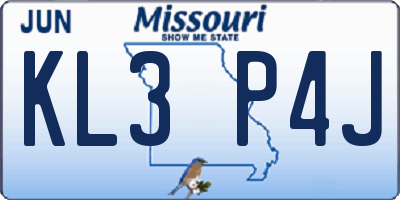 MO license plate KL3P4J