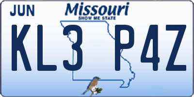 MO license plate KL3P4Z