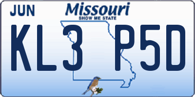MO license plate KL3P5D