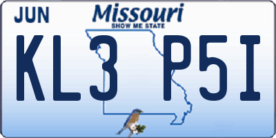 MO license plate KL3P5I