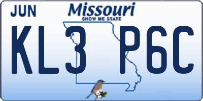 MO license plate KL3P6C