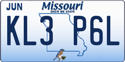 MO license plate KL3P6L