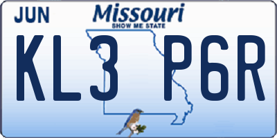 MO license plate KL3P6R