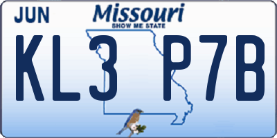 MO license plate KL3P7B
