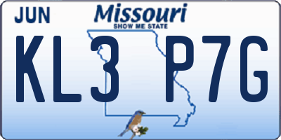 MO license plate KL3P7G
