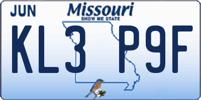 MO license plate KL3P9F