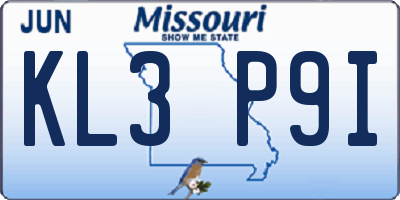 MO license plate KL3P9I