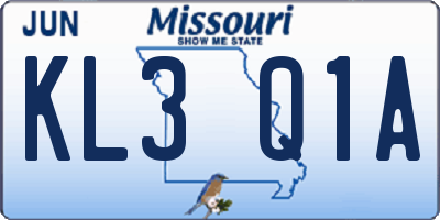 MO license plate KL3Q1A