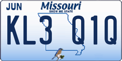 MO license plate KL3Q1Q