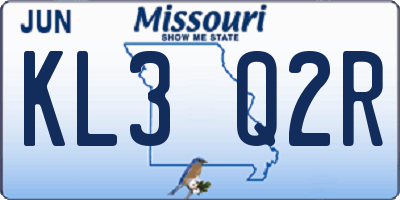 MO license plate KL3Q2R