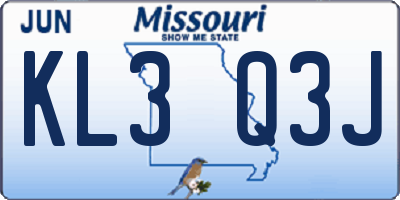 MO license plate KL3Q3J