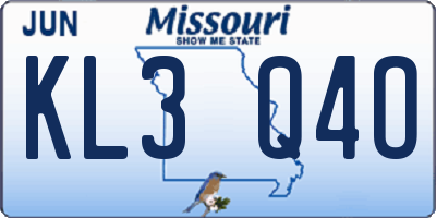 MO license plate KL3Q4O