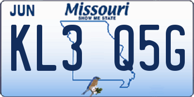MO license plate KL3Q5G