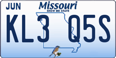MO license plate KL3Q5S
