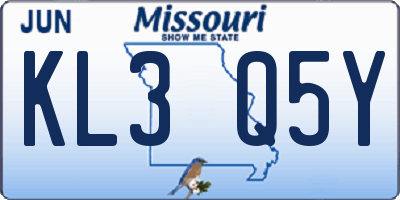 MO license plate KL3Q5Y